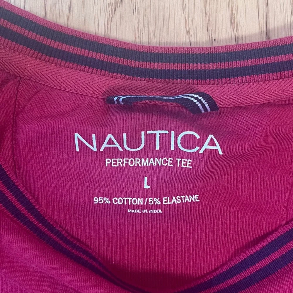 Nautica Performance Tee Mens Large Red Short Sleeve‎ Preppy Sporty Shirt